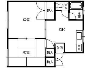 前山ホームハイツ間取り図 弘前 アパート 樹木2