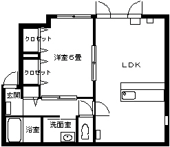 タロウハイツⅤ1LDK間取り 弘前 アパート 石渡3丁目10-6-201